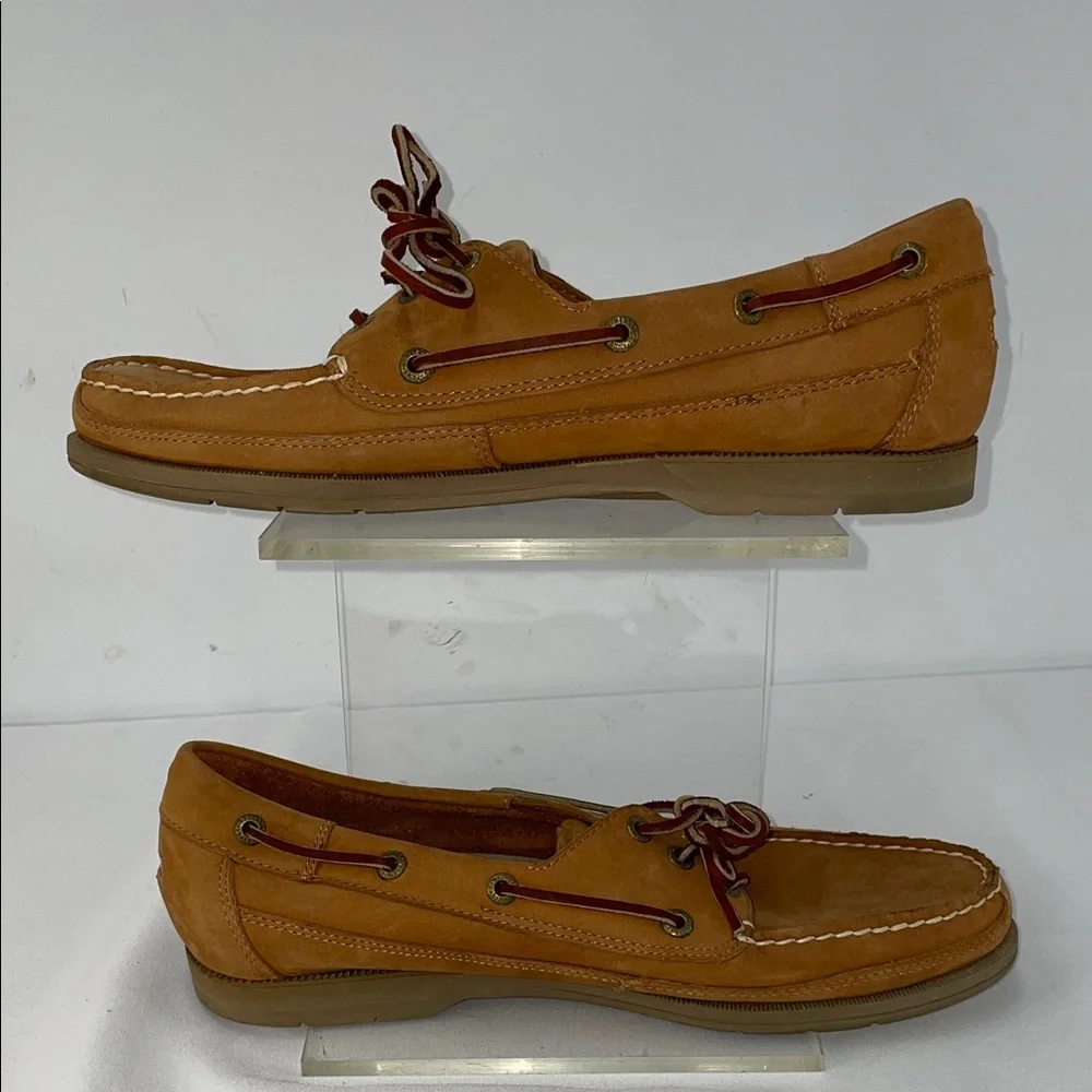 ROCKPORT LEATHER NUBUCK TAN BOAT SHOES FTL-02-050